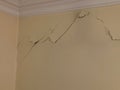 Earthquake, building subsidence, building crack crack in reinforced concrete wall Royalty Free Stock Photo