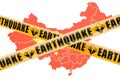 Earthquake in China concept, 3D rendering Royalty Free Stock Photo