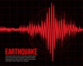 Earthquake Concept - Red light line Frequency seismograph waves cracked and Circle Vibration on grid background Vector Royalty Free Stock Photo