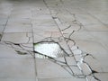 Earthquake crack on floor