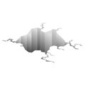 Earthquake crack. Hole in ground with cracking and earth destruction cracks isolated vector cartoon. Damage breaks