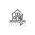 Earthquake damage house line icon