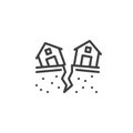 Earthquake damage house line icon