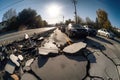 The earthquake that destroyed road near living houses. Generative Ai