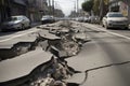 The earthquake that destroyed road near living houses. Generative Ai