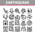 Earthquake Disaster Collection Icons Set Vector Royalty Free Stock Photo