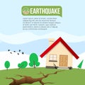 Earthquake Disaster with Ground crevice and House crack vector design