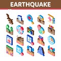 Earthquake Disaster Isometric Icons Set Vector Royalty Free Stock Photo