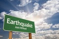 Earthquake Green Road Sign