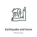 Earthquake and home outline vector icon. Thin line black earthquake and home icon, flat vector simple element illustration from Royalty Free Stock Photo