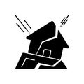 Black solid icon for Earthquake, flood and safety