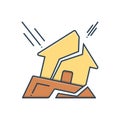 Color illustration icon for Earthquake, flood and safety