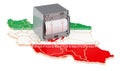Earthquake in Iran, concept. Seismograph on the Iranian map. 3D rendering Royalty Free Stock Photo