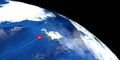 Earthquake on Island Shot from Space. High resolution 3D illustration. Elements of this image are furnished by NASA