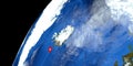 Earthquake on Island Shot from Space. High resolution 3D illustration. Elements of this image are furnished by NASA