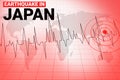 Earthquake in Japan news background with seismogram graph and alarming