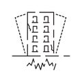 Earthquake line icon. Pray For Turkey. Central fault line. Centerline map of affected and earthquake shaking. Earthquake degree