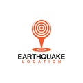 Earthquake Location logo Icon design Isolated on White Background. Map Pin and Earthquake Icon Royalty Free Stock Photo