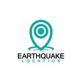 Earthquake Location logo Icon design Isolated on White Background. Map Pin and Earthquake Icon Royalty Free Stock Photo