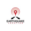 Earthquake Location logo Icon design Isolated on White Background. Map Pin and Earthquake Icon Royalty Free Stock Photo