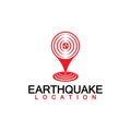 Earthquake Location logo Icon design Isolated on White Background. Map Pin and Earthquake Icon Royalty Free Stock Photo