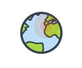 Earthquake map, land struck by a strong earthquake magnitude icon design. Earth Planet Earthquake.