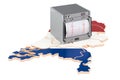 Earthquake in the Netherlands, concept. Seismograph on the the Netherlands map. 3D rendering Royalty Free Stock Photo