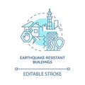 Earthquake resistant buildings turquoise concept icon