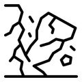 Earthquake rockfall icon, outline style