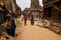 Earthquake ruined streets of Bhaktapur, Nepal Royalty Free Stock Photo