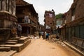 Earthquake ruined streets of Bhaktapur, Nepal Royalty Free Stock Photo