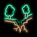 earthquake rupture of forest neon glow icon illustration