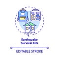 Earthquake survival kits concept icon