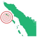 Earthquake and tsunami in Simeulue Sumatera, Indonesia with circle affected area illustration vector