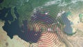 Earthquake in Turkey and Syria waves view from satellite