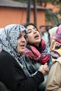 Earthquake victim young Turkish girl crying