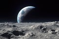 earthrise seen from lunar surface