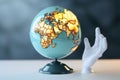 Earths globe signifies international business and global communication at work