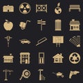 Earthwork icons set, simple style