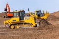 Earthworks Construction Dozer Excavator Machines Royalty Free Stock Photo