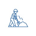 Earthworks line icon concept. Earthworks flat vector symbol, sign, outline illustration.