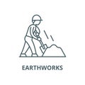 Earthworks vector line icon, linear concept, outline sign, symbol