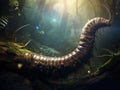 Earthworm on a branch Made With Generative AI illustration