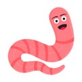 Earthworm cartoon character icon sigh. Worm with face expression