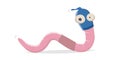 Funny cartoon earthworm with balaclava