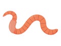 Earthworm in cartoon style. Illustration for animals, nature, fishing.