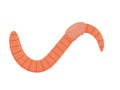 Earthworm in cartoon style. Illustration for animals, nature, fishing.