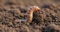 Earthworm Emerging from Soil Closeup Royalty Free Stock Photo