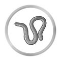 Earthworm icon in monochrome style isolated on white background. Insects symbol stock vector illustration.
