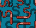 Earthworm pattern seamless. Earth Worm background. Vector illustration Royalty Free Stock Photo